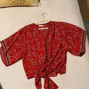 Max Studio Red Floral Top